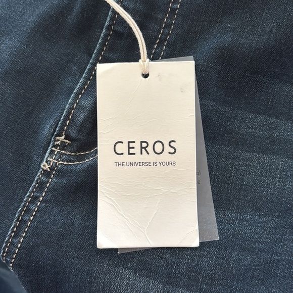Ceros High Rise Straight Leg Ankle Jean 28” Waist Dark Wash Stretch Cotton Blend - Picture 4 of 6